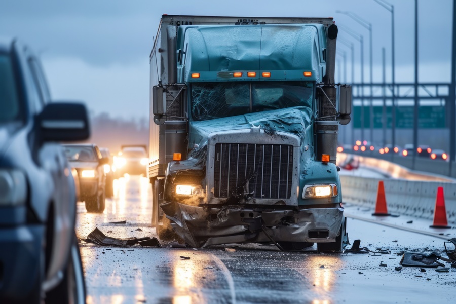 truck accident on road